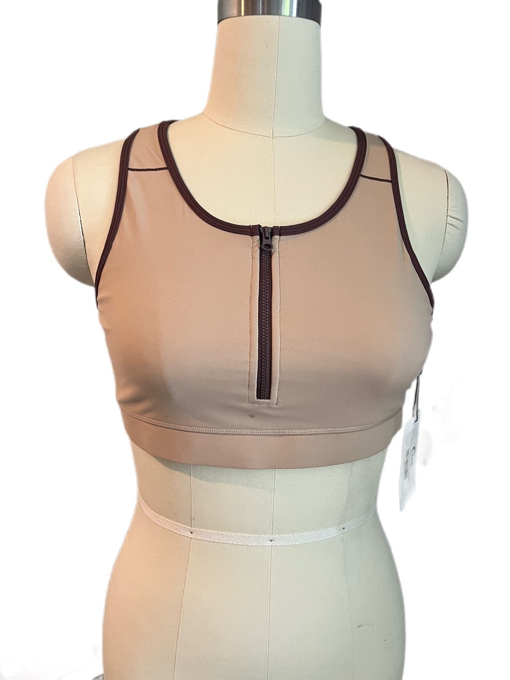 Zyia Creme et Cafe Zippered Bra (XL) - NWT